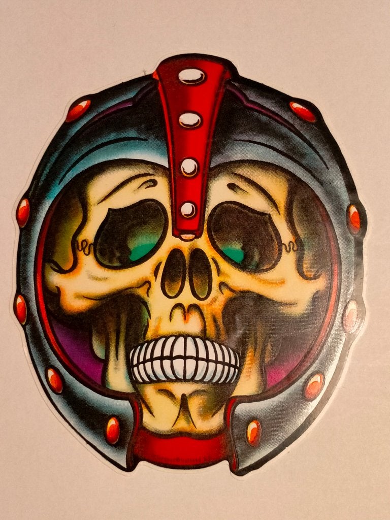 Gothic skull helm biker motor vintage logo sticker RARE 1, Verzenden, Zo goed als nieuw, Overige typen