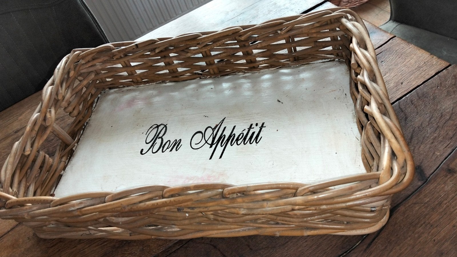 Brocante dienblad rotan, Huis en Inrichting, Woonaccessoires | Dienbladen, Gebruikt, ., Ophalen of Verzenden, .