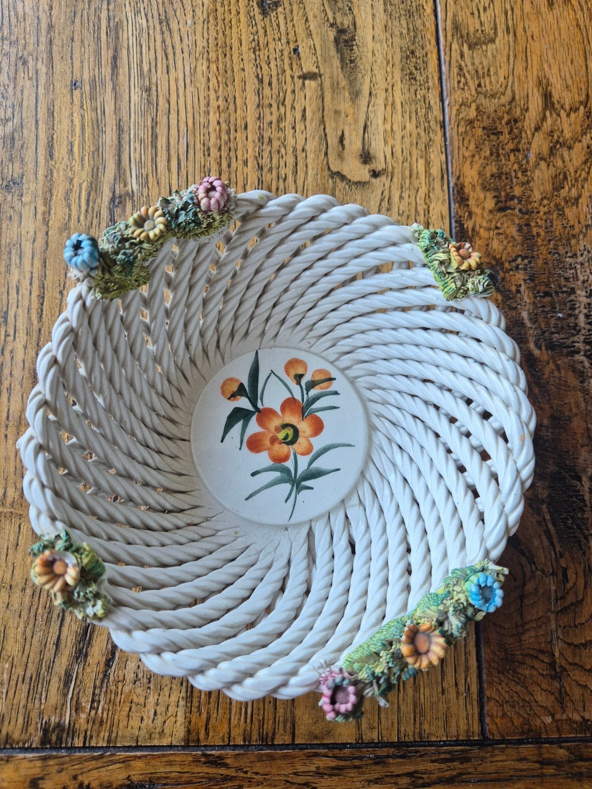 Vintage Bassano schaal met bloemdecoratie - 15cm, Ophalen of Verzenden