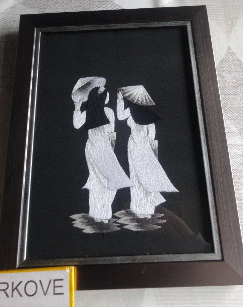 OOSTERSE DAMES * GEBORDUURDE KUNST * In Lijst *, Antiek en Kunst, Kunst | Niet-Westerse kunst, Verzenden