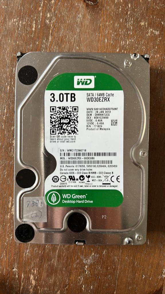 Western Digital 3 Tb, Computers en Software, Harde schijven, Intern, Gebruikt, Desktop, SATA