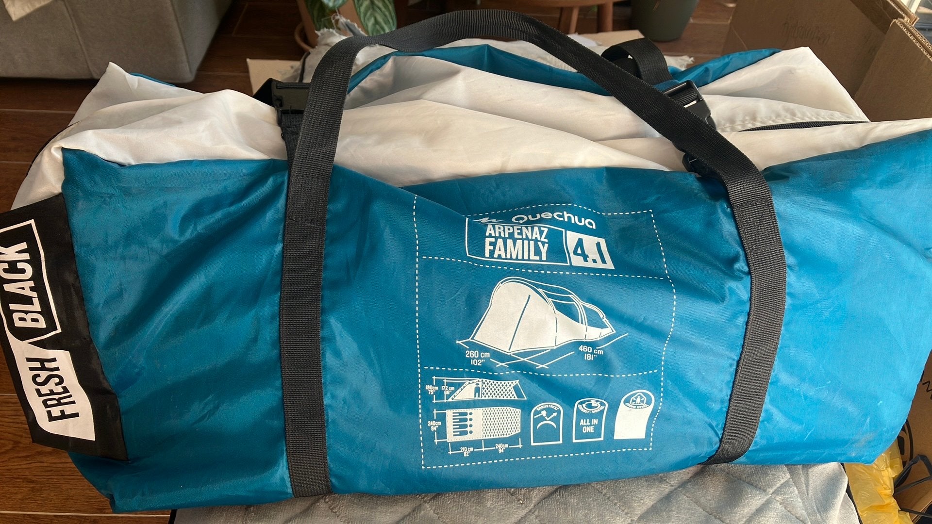 Binnentent Quechua Arpenaz family 4.1 fresh black, Caravans en Kamperen, Ophalen of Verzenden, Zo goed als nieuw