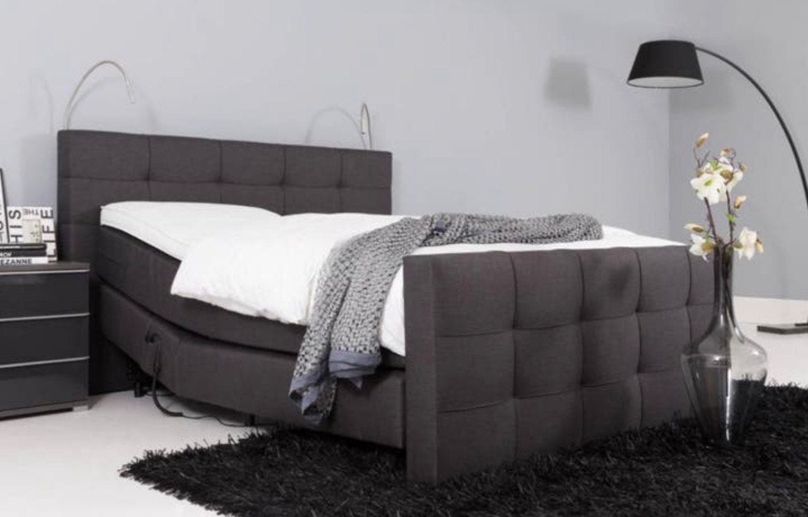 Luxe Goossens Boxspring 180x200cm Antraciet (excl. matrassen, Ophalen, Gebruikt, 180 cm of meer, 100 cm of meer