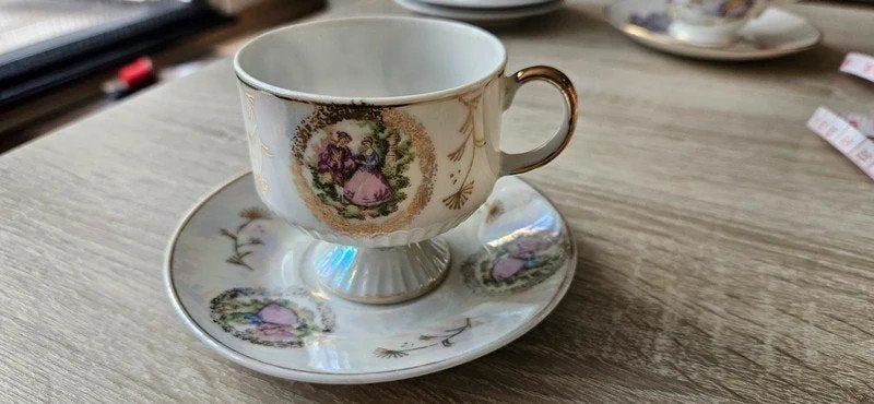 Versailles porselein vintage kop en schotel “parelmoer”, Ophalen of Verzenden