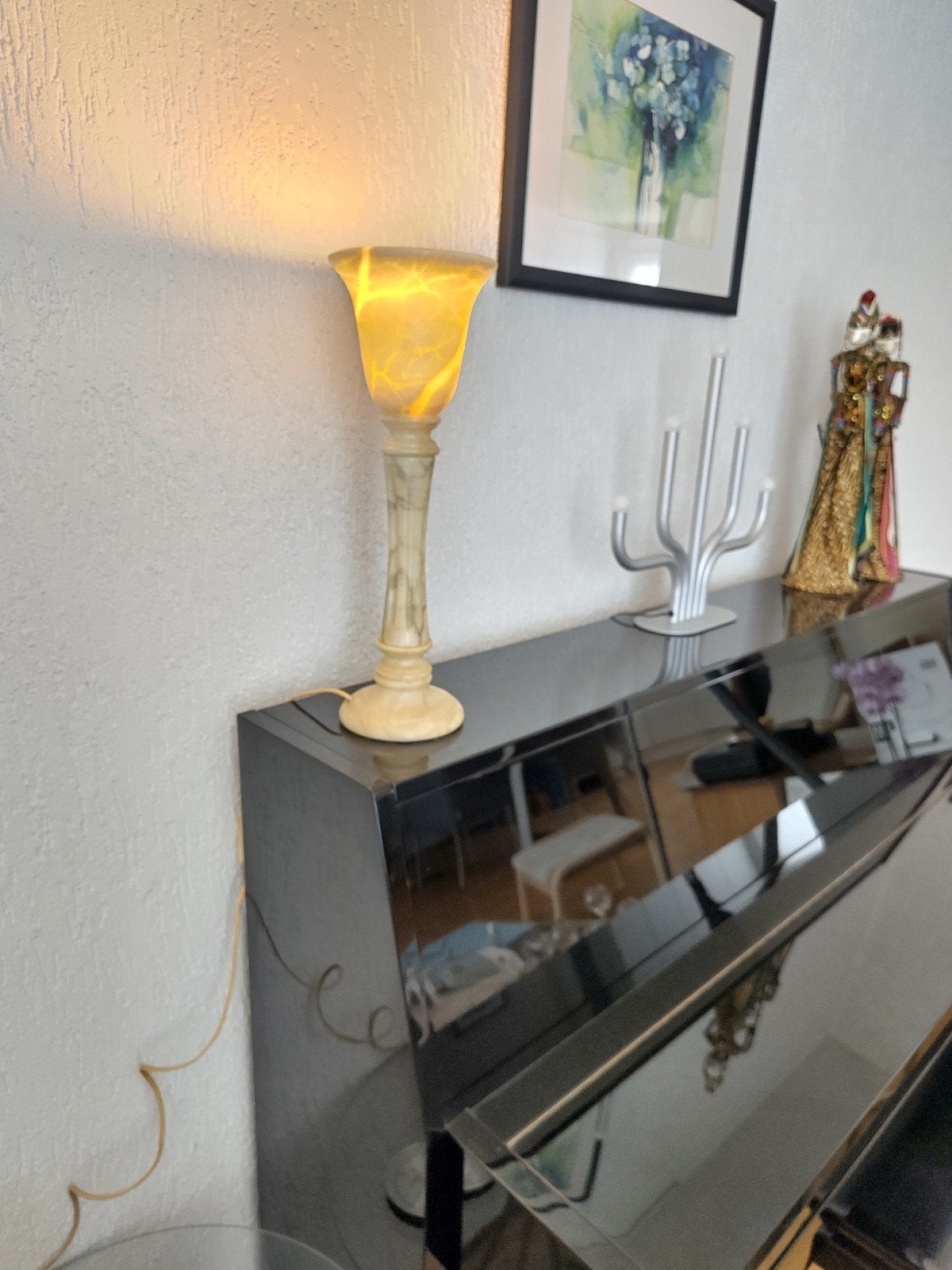 Elegante tafellamp van Spaans albast - Sfeervolle verlichtin, Gebruikt, Overige merken, Met schakelaar, Natuurlijk materiaal