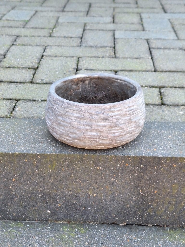 bloempot grijs, Rond, Ophalen of Verzenden, Zo goed als nieuw, Aardewerk