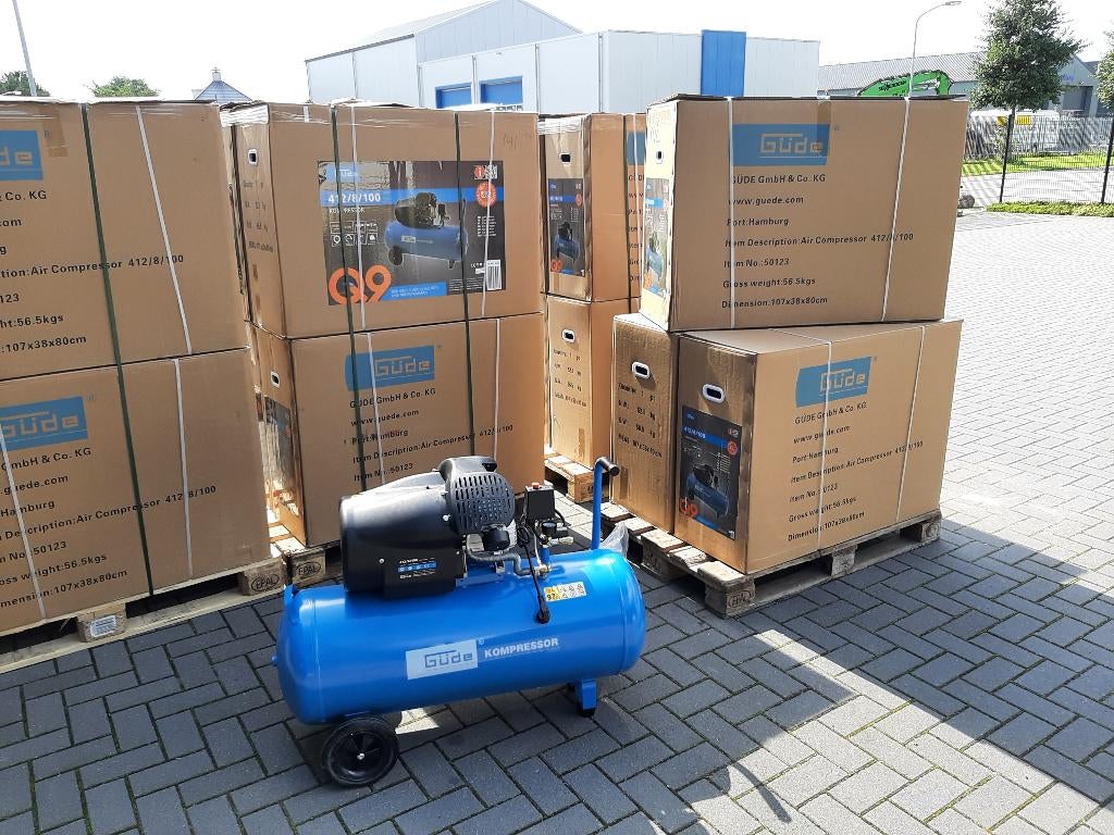 Gude 412/8/100 2 cilinder compressor 100 liter ketel!!, Ophalen, Nieuw, Gereedschap of Toebehoren, Gude