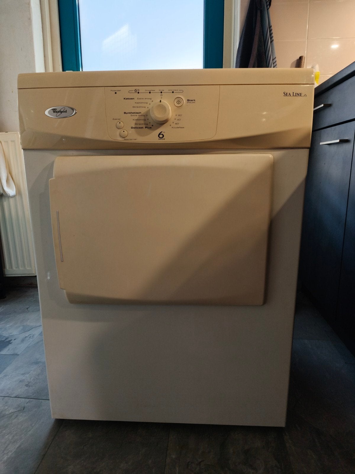 Whirlpool Sea Line A Wasdroger, Ophalen, 6 tot 8 kg, Gebruikt, Luchtafvoer