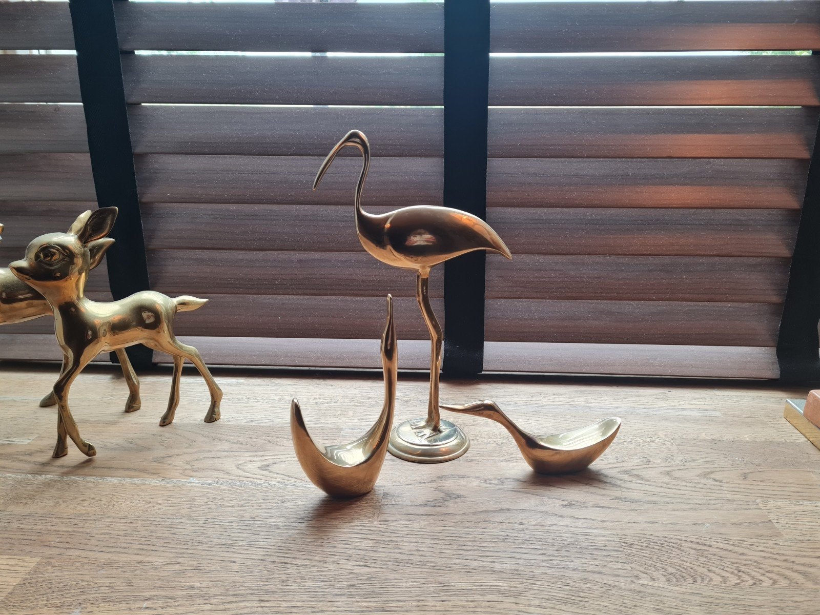 3 messing vogels vintage zwanen kraanvogel, Ophalen of Verzenden