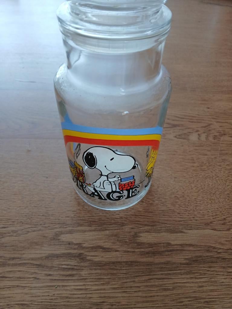 Vintage Snoopy Voorraadpot met Regenboog Design, Verzamelen, Ophalen of Verzenden, Gebruikt