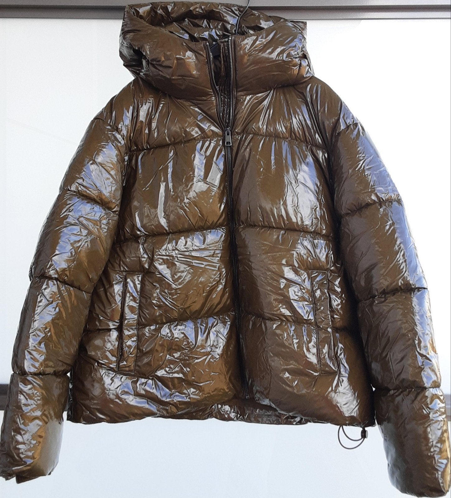 Zara Puffer Jas Glanzend Groen Maat L, Maat 38/40 (M), Zara, Ophalen of Verzenden, Zo goed als nieuw
