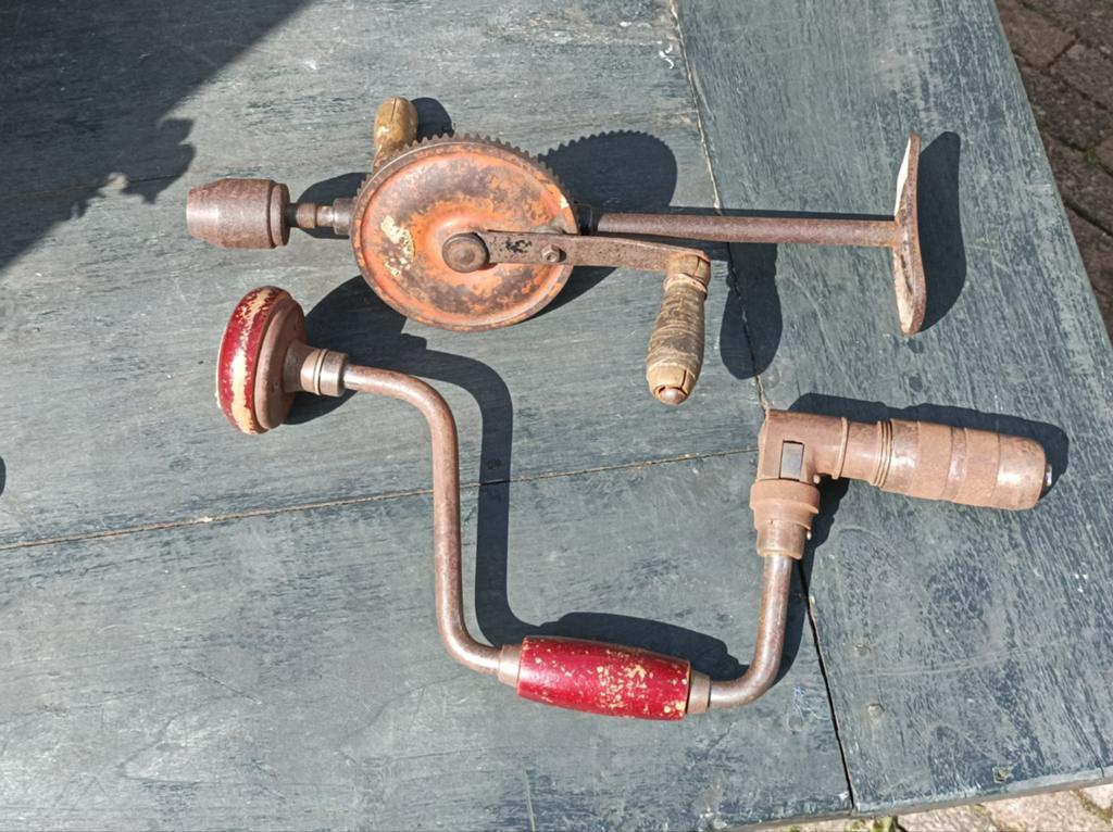 2 oude Franse hand boren., Antiek en Kunst, Antiek | Gereedschap en Instrumenten, Ophalen