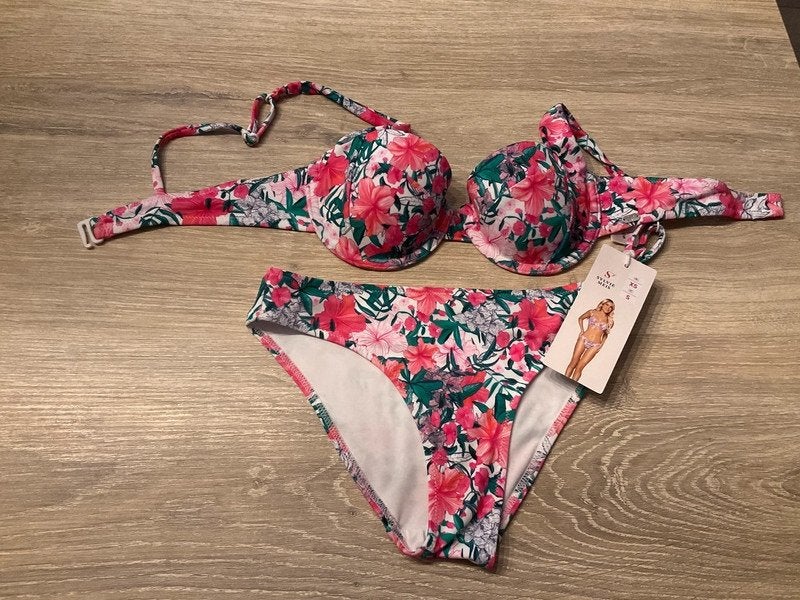 Nieuwe mooie bikini Sylvie Meis mt. XS/S roze/groen/wit, Kleding | Dames, Overige kleuren, Sylvie Meis, Nieuw, Ophalen of Verzenden