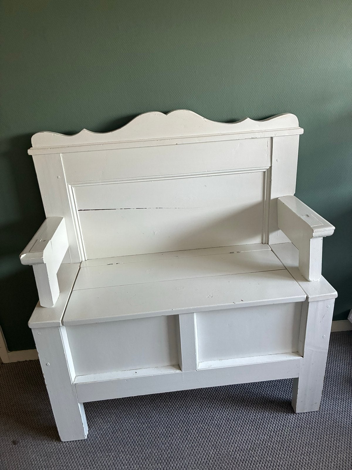 Witte Klepbank met Opbergruimte - 98 cm breedte, Ophalen, Gebruikt, Minder dan 75 cm, Minder dan 150 cm