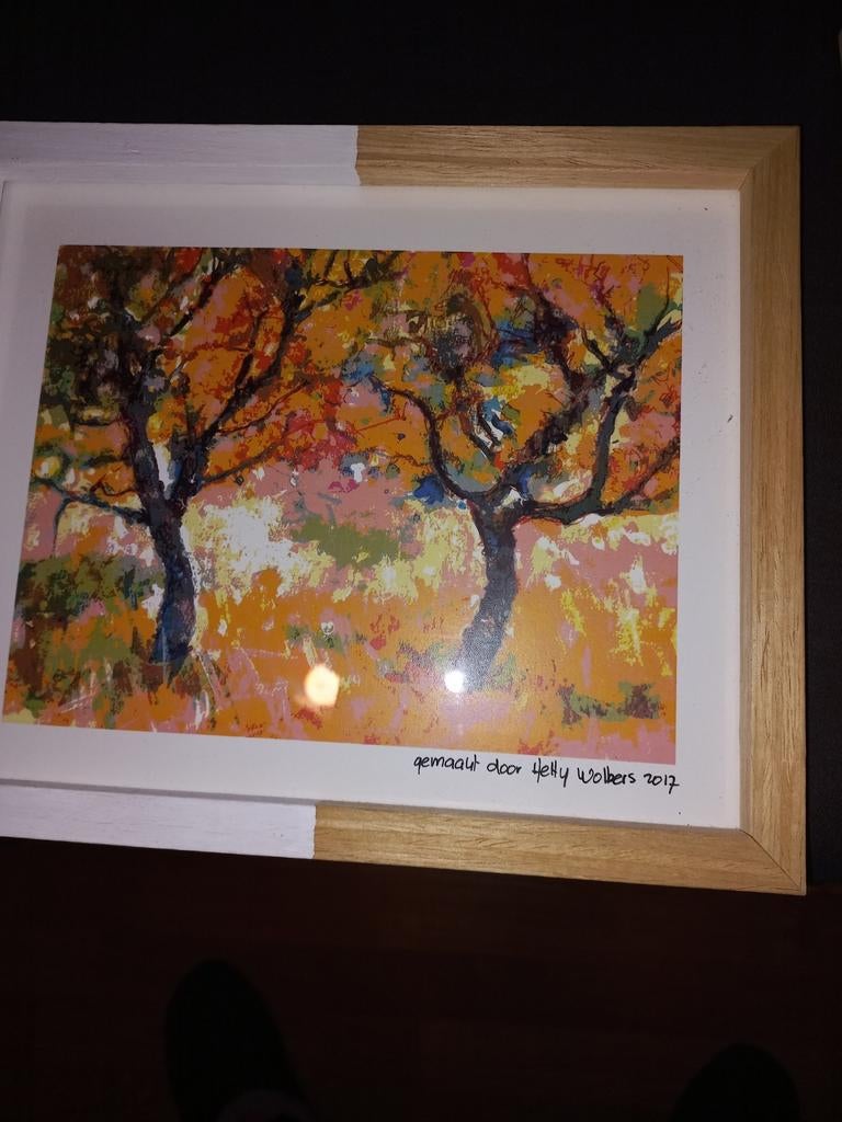 Kleurrijk schilderij 'Bomen' van Nelly Wolkers (2017), Antiek en Kunst, Ophalen of Verzenden