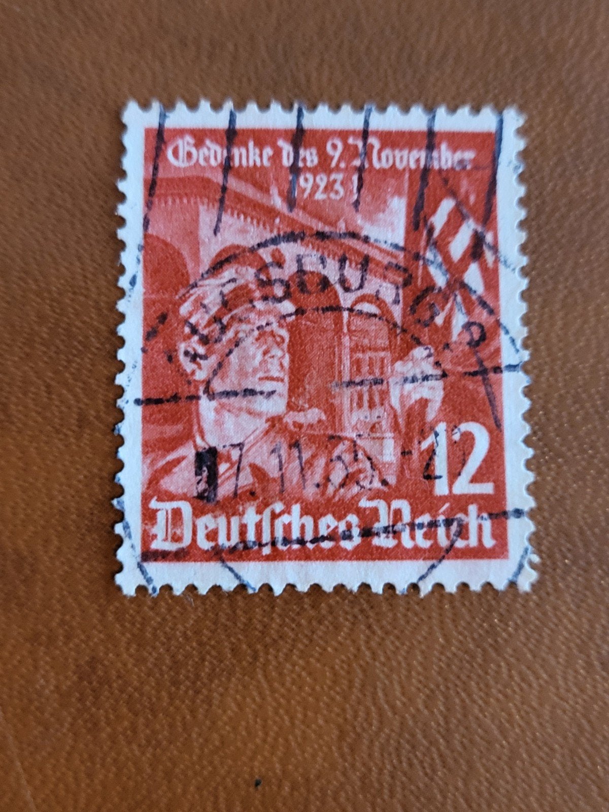 Duitse postzegel 12 Pfennig, Gedächtnis 9.11.1923, Ophalen of Verzenden, Duitse Keizerrijk, Gestempeld