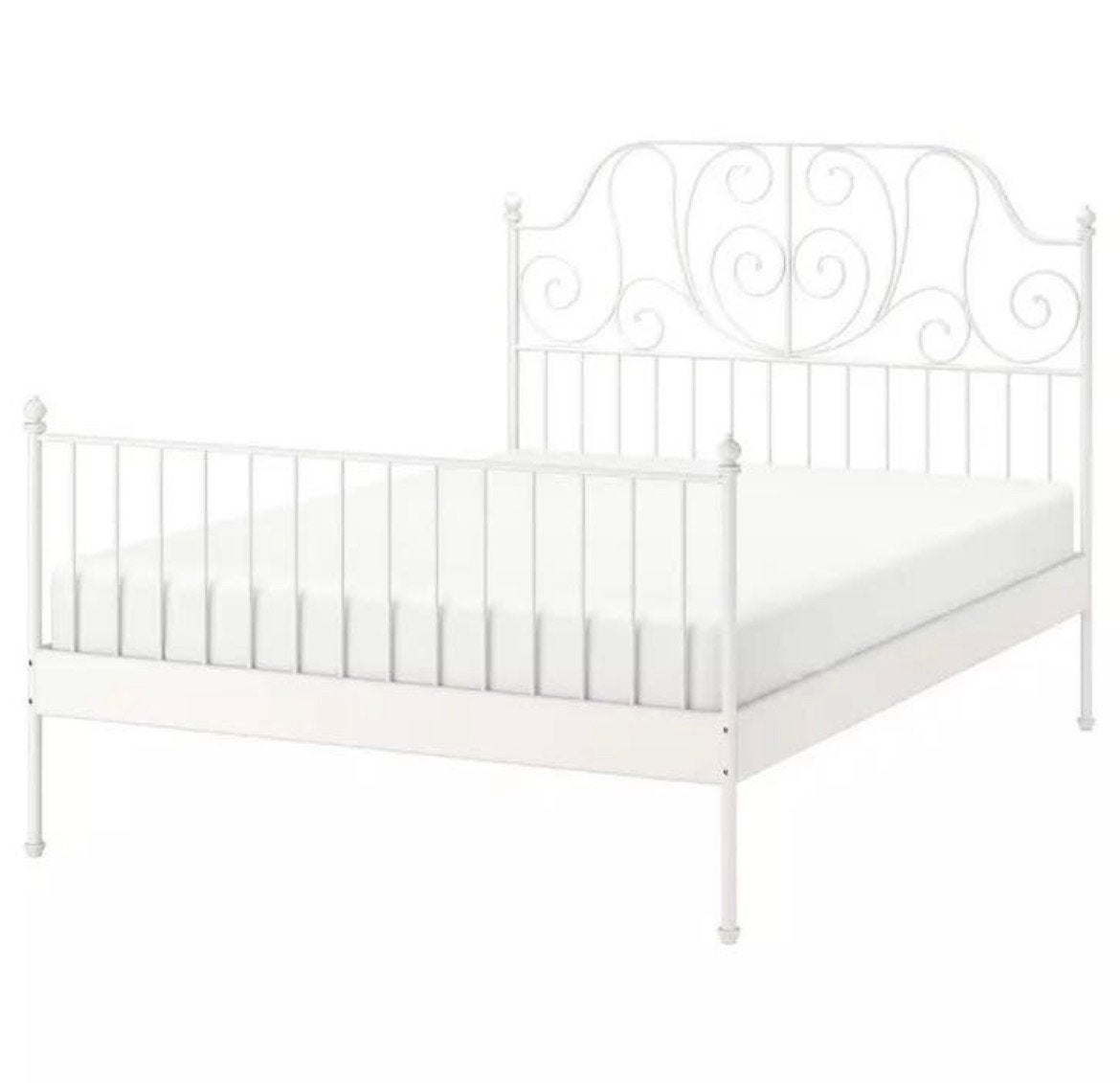 Ikea Leirvik bed inclusief matras, Ophalen, Gebruikt, Wit, Tweepersoons