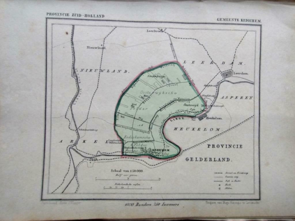 079 / Kedichem/ Oosterwijk Litho 1867 Kuyper ZH, Ophalen of Verzenden