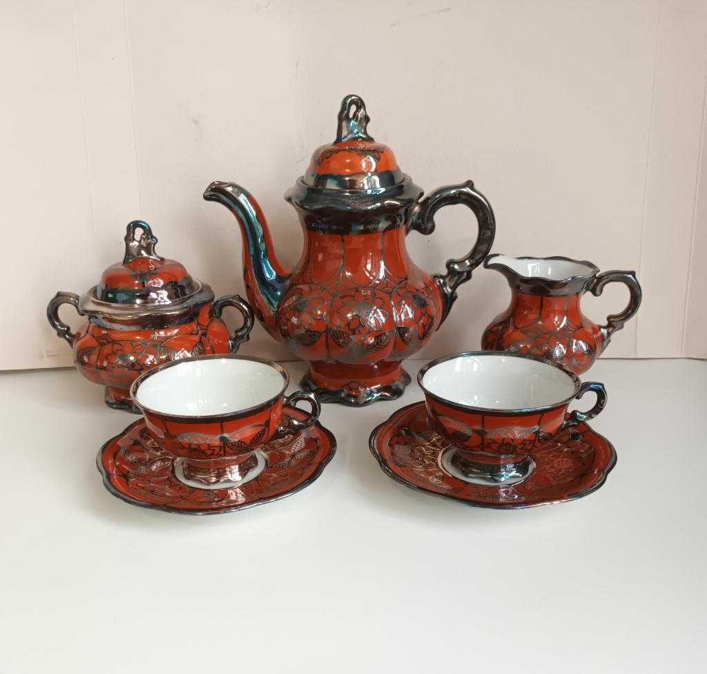 Antiek Silver Overlay Porselein Hutsenreuther Thee servies, Antiek en Kunst, Ophalen of Verzenden