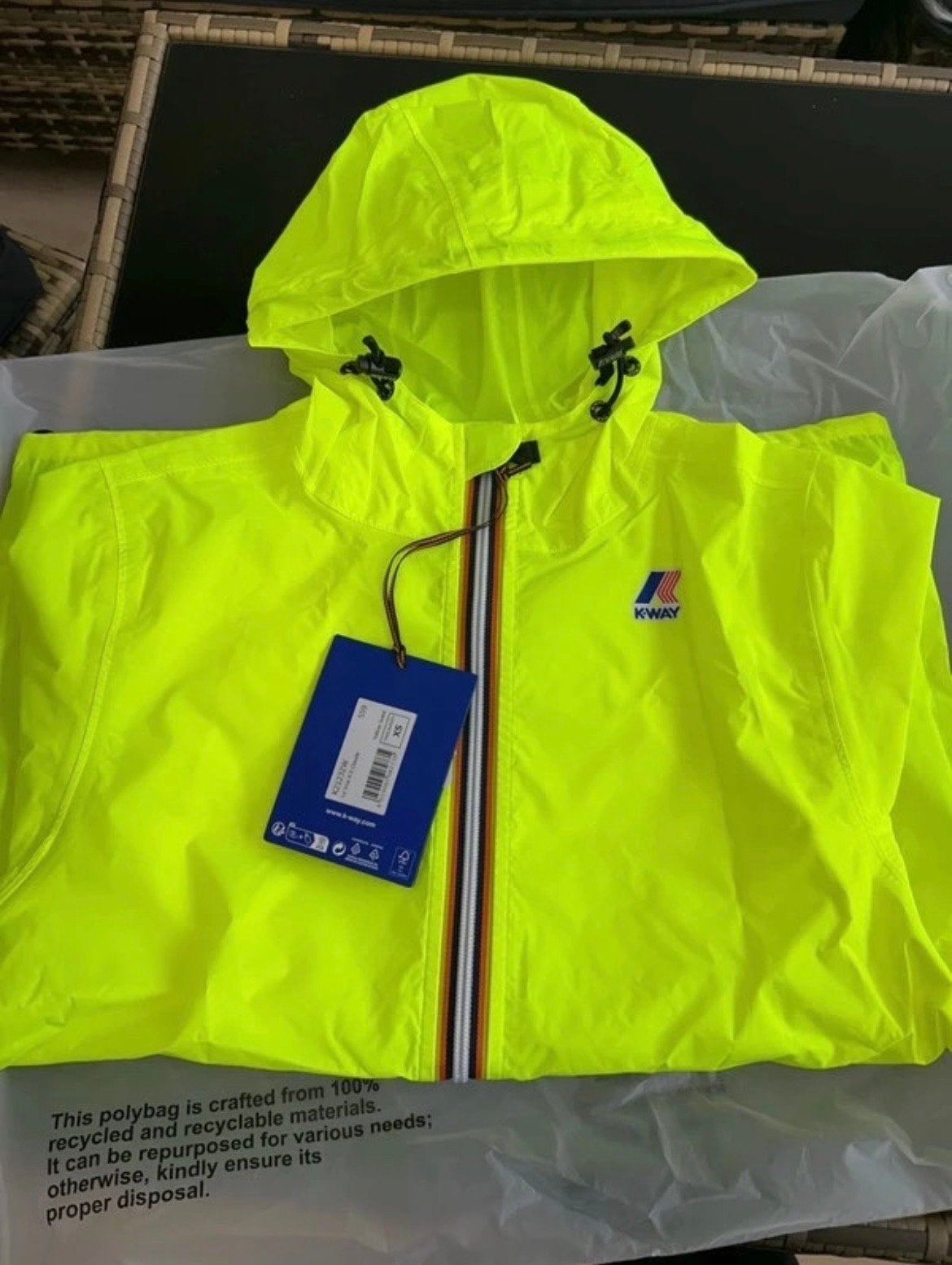 K-Way Le Vrai 4.0 Claude regenjas - Neon Geel - Maat XS, Ophalen of Verzenden, Nieuw, Maat 34 (XS) of kleiner, Geel