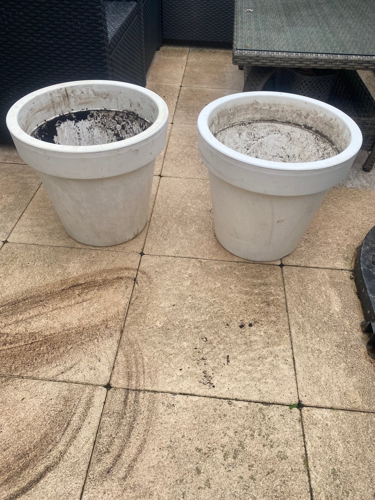 Plantenbakken wit 2 stuks!!, Kunststof, Gebruikt, Minder dan 60 cm, Rond