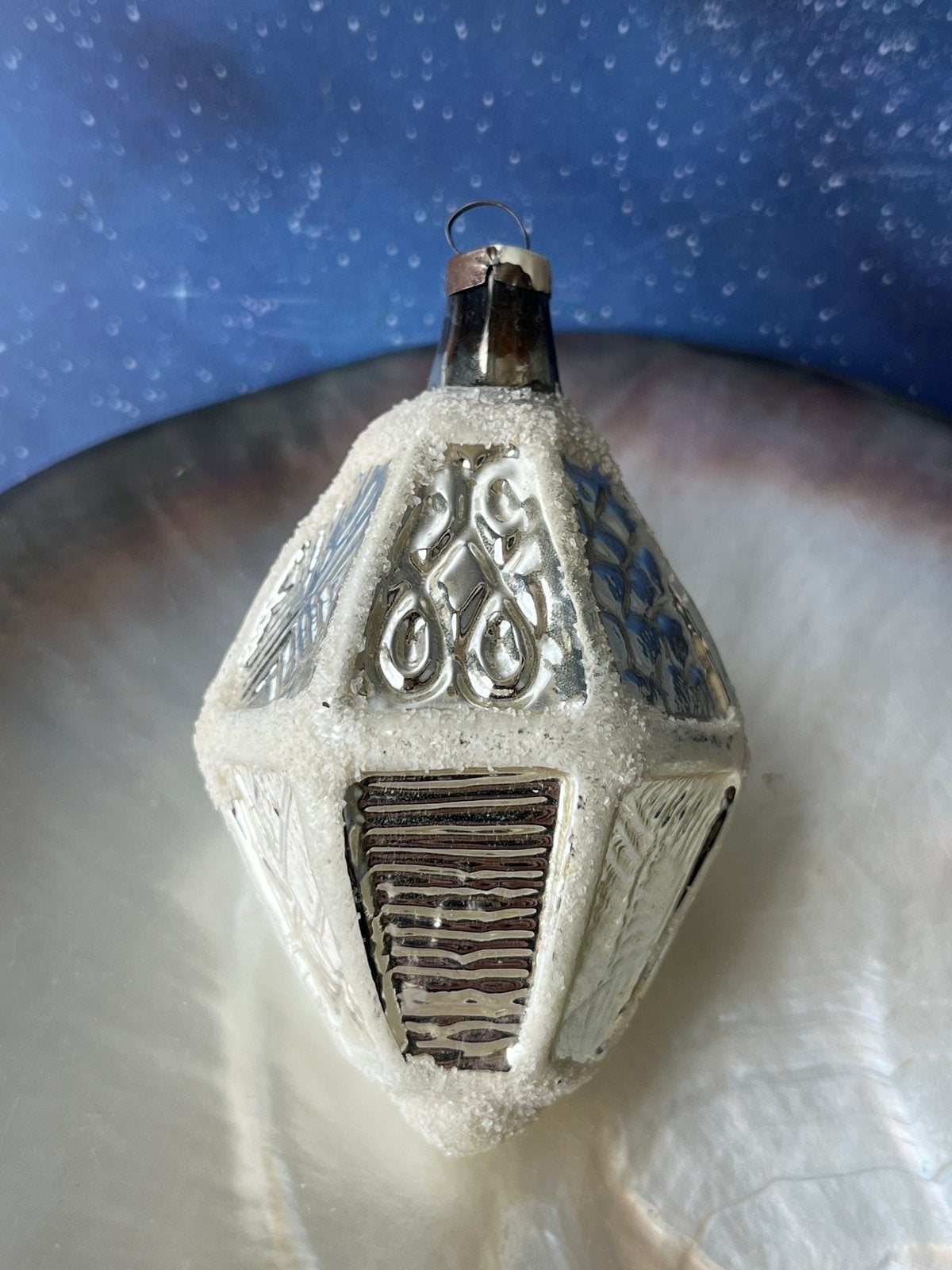 Oude zilveren glazen kerstbal (nr. 94), Diversen, Kerst, Gebruikt, ., Ophalen of Verzenden, .