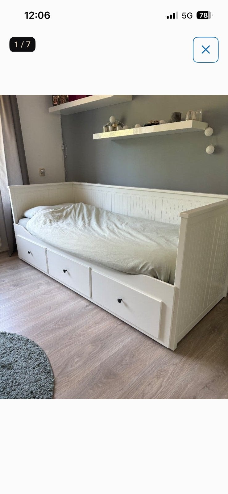 Ikea Hemnes bed/ bedbank, Wit, Tweepersoons, Ophalen of Verzenden, Zo goed als nieuw