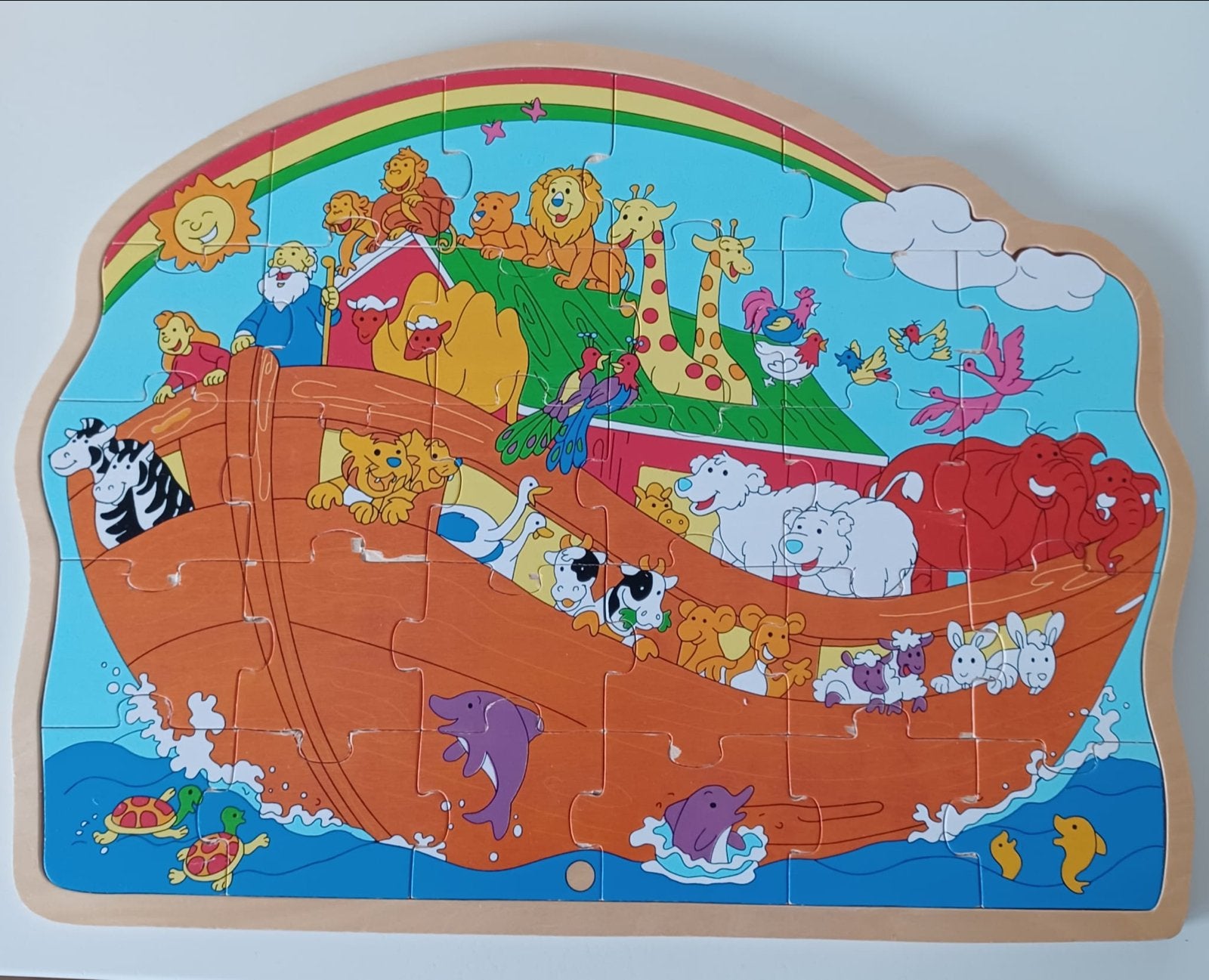 Houten puzzel Ark van Noach - Educatief speelgoed, 2 tot 4 jaar, 10 tot 50 stukjes, Ophalen of Verzenden, Zo goed als nieuw
