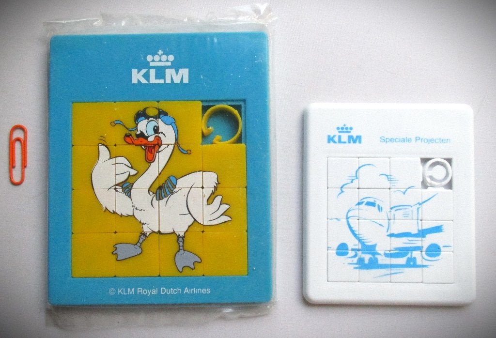 KLM Schuifpuzzels~Captain Swan~Vliegtuig~Puzzel, Verzamelen, Ophalen of Verzenden, Zo goed als nieuw, Overige typen