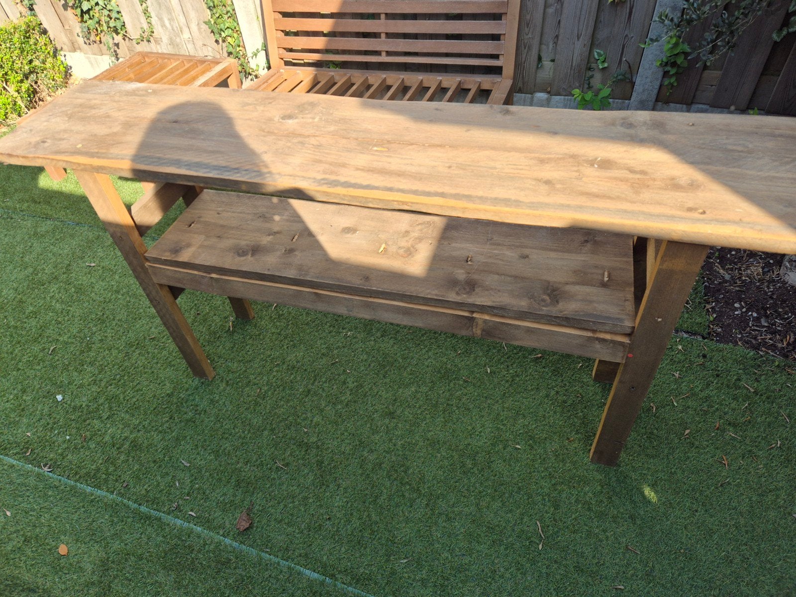 Mooie ruwe side table hout 160bx35dx80h, Ophalen, Zo goed als nieuw, 25 tot 50 cm, Rechthoekig