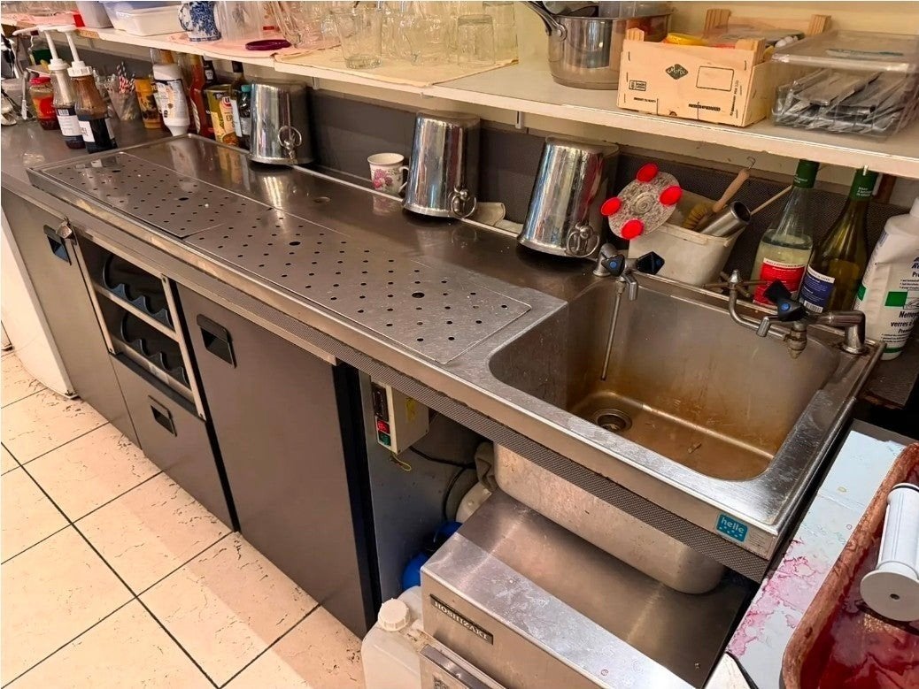Lekblad/Barblad 180cm met spoelbak voor bar/mancave, Ophalen