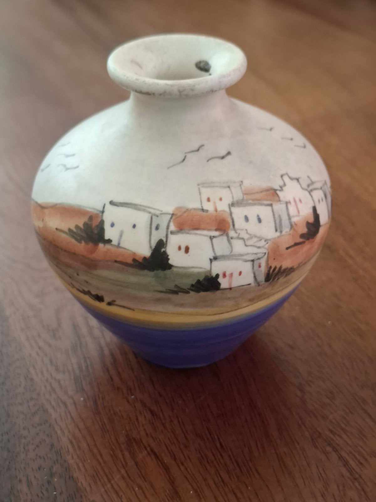 Decoratieve vaas met dorpsgezicht - 10cm hoog, Antiek en Kunst, Ophalen of Verzenden