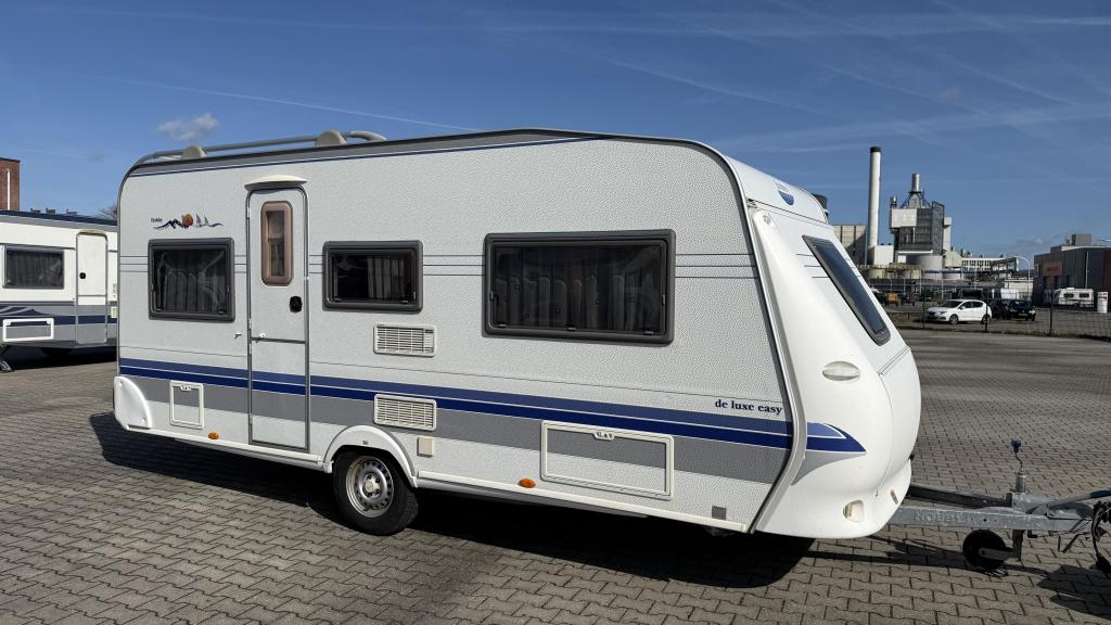 Hobby De luxe Easy 495 UL bouwjaar 2005 met voortent, Caravans en Kamperen, Caravans, Rondzit, Hobby, Bedrijf, 4 tot 5 meter