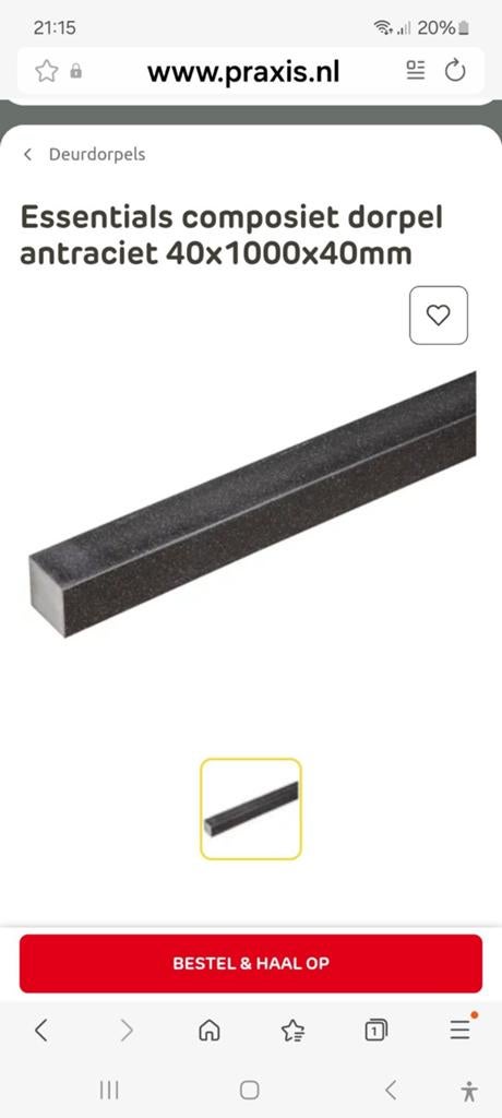 Te koop Composiet antraciete dorpel 40x1000x40mm., Doe-het-zelf en Verbouw, Ophalen of Verzenden, Nieuw, Hardsteen, Overige typen