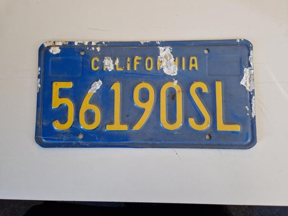 Kentekenplaat van een Mercedes 190SL uit Californië,  USA., Verzamelen, Ophalen of Verzenden, Gebruikt, Auto's