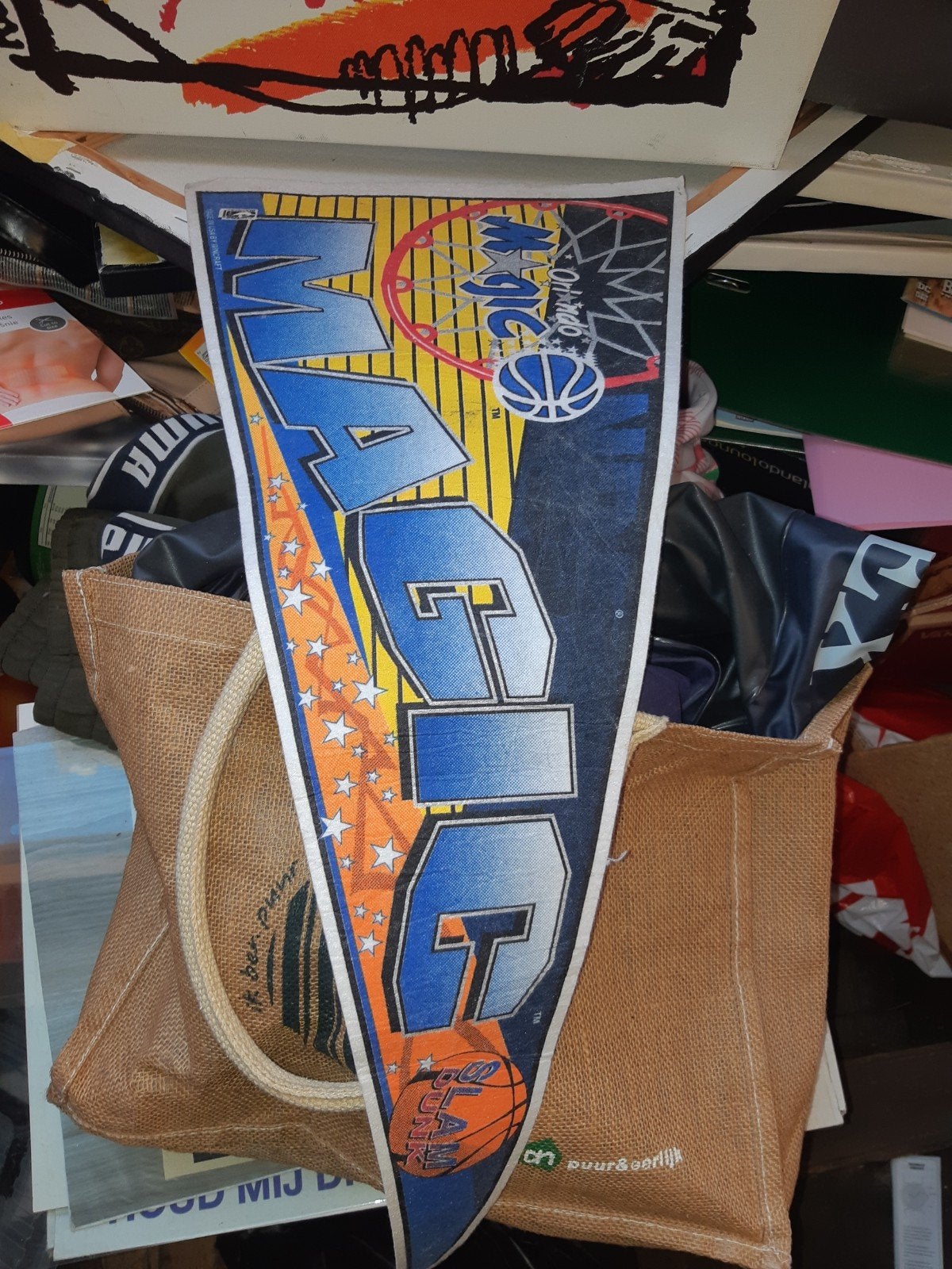Vintage Orlando Magic NBA Vaantje, Ophalen of Verzenden, Gebruikt, Buitenlandse clubs, Vaantje of Sjaal