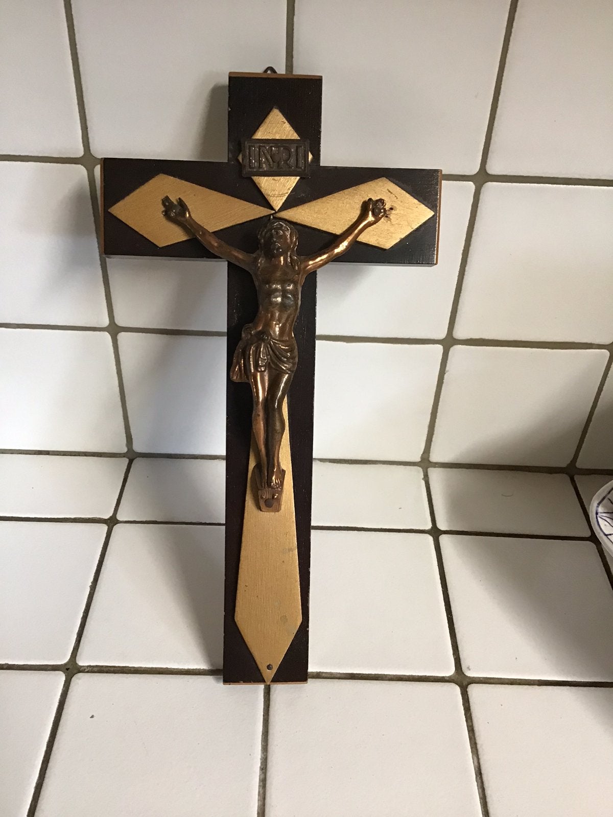 Vintage kruisbeeld Artdeco, Antiek en Kunst, Antiek | Religie, Ophalen of Verzenden