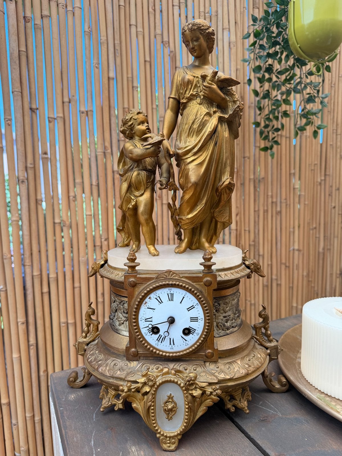 Antieke Franse bronzen pendule met beelden, Antiek en Kunst, Ophalen