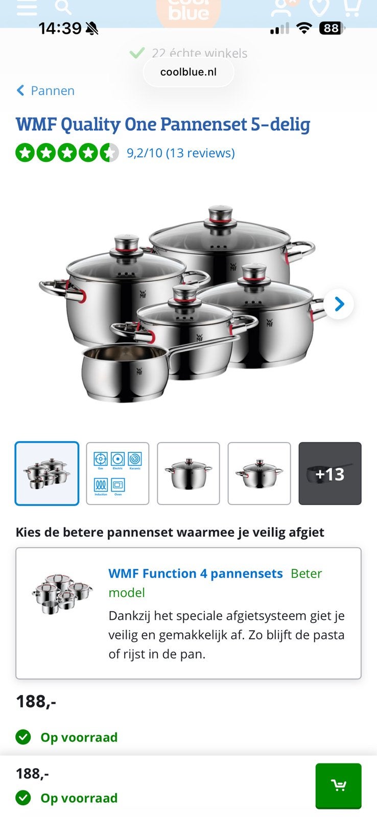 Pannenset WMF nieuw in doos 5 delig, Huis en Inrichting, Keuken | Potten en Pannen, Met handvatten, Pannenset, Ophalen of Verzenden
