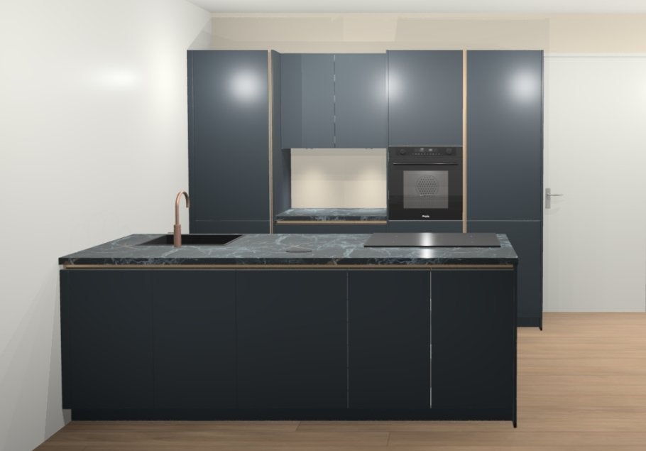 Moderne Blauwe Keuken, zonder apparatuur en werkblad, Ophalen, Blauw, Overige typen, Nieuw