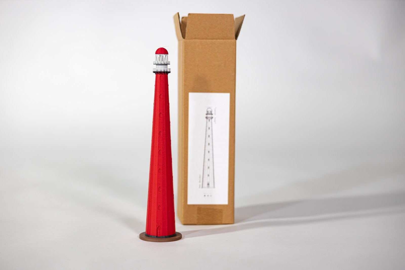 3D-geprinte vuurtoren “Lange Jaap” Den Helder, Eigen ontwerp, 33 cm, Rood, Nieuw