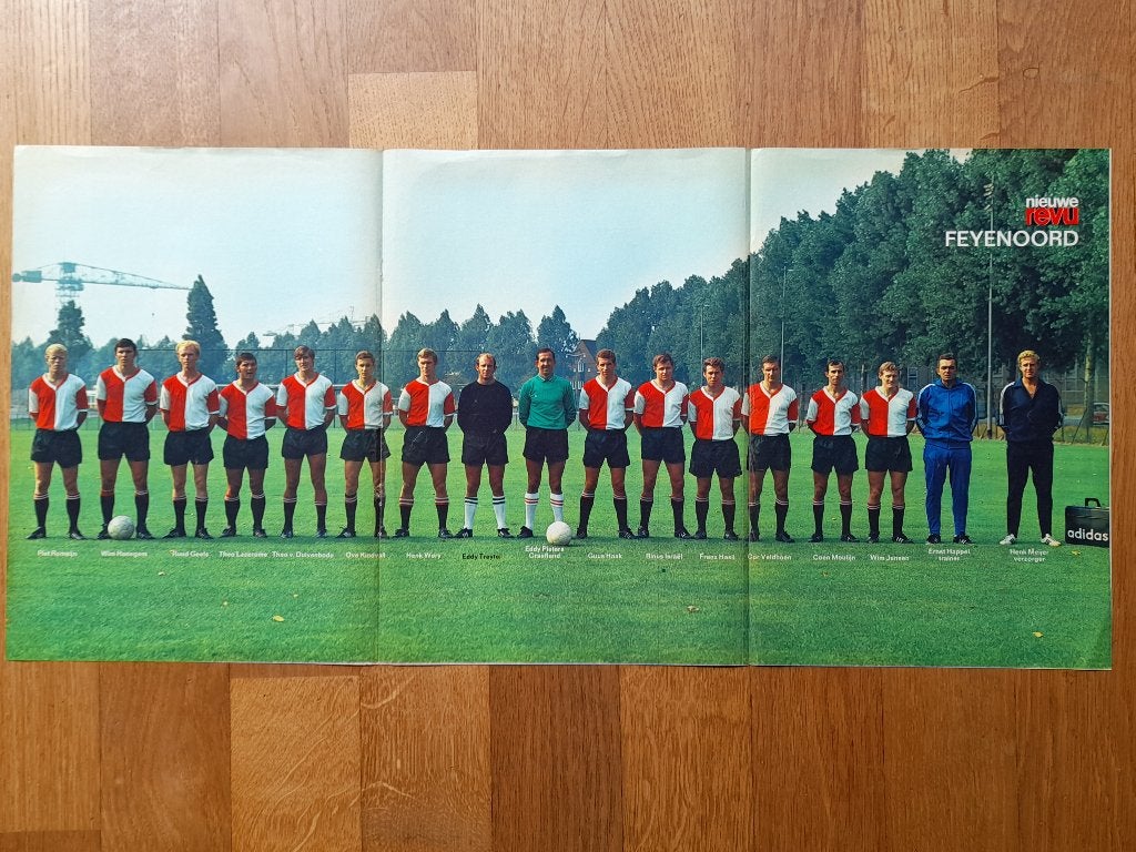 Voetbal Poster Feyenoord uit 1969, Ophalen of Verzenden, Zo goed als nieuw, Deurposter of groter, Sport