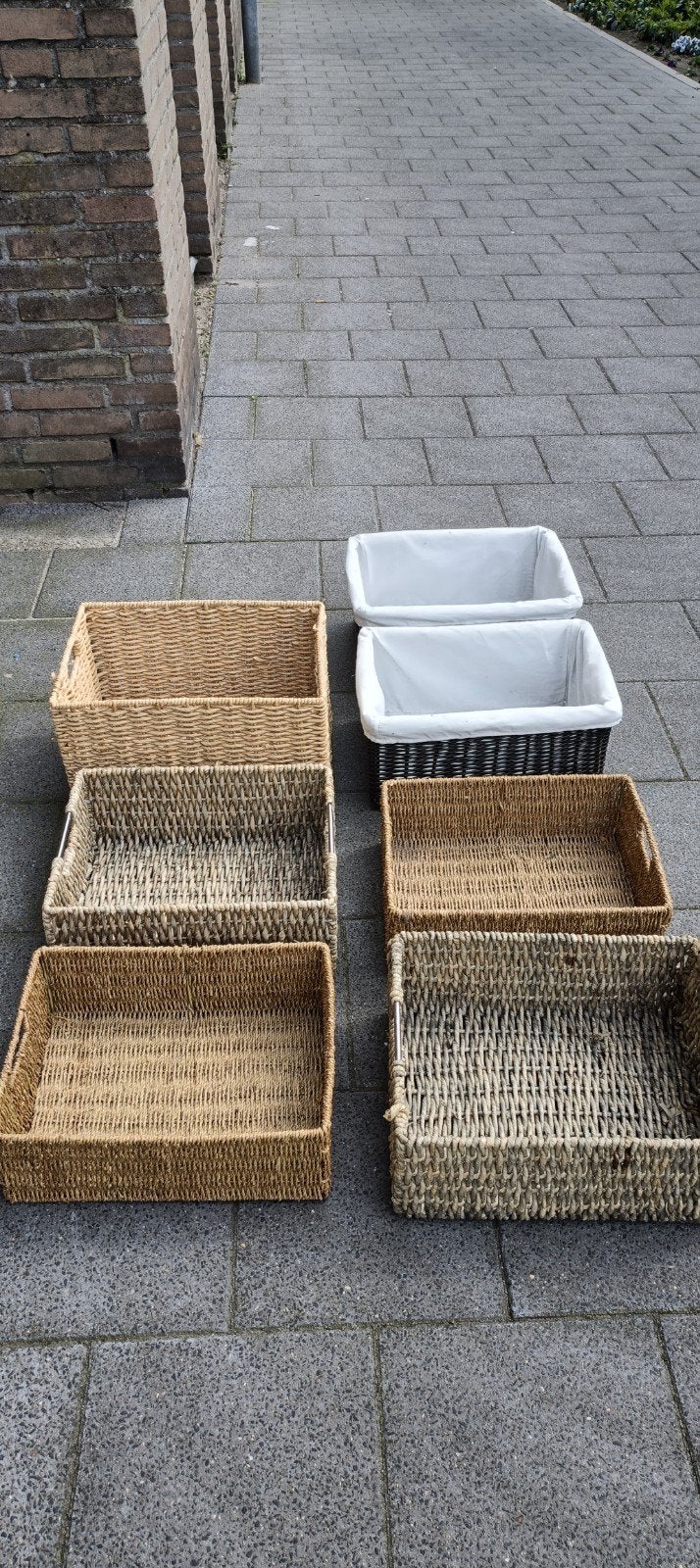 Diverse rieten manden - Set van 6, Huis en Inrichting, Woonaccessoires | Schalen en Manden, Ophalen of Verzenden, Gebruikt, Rond