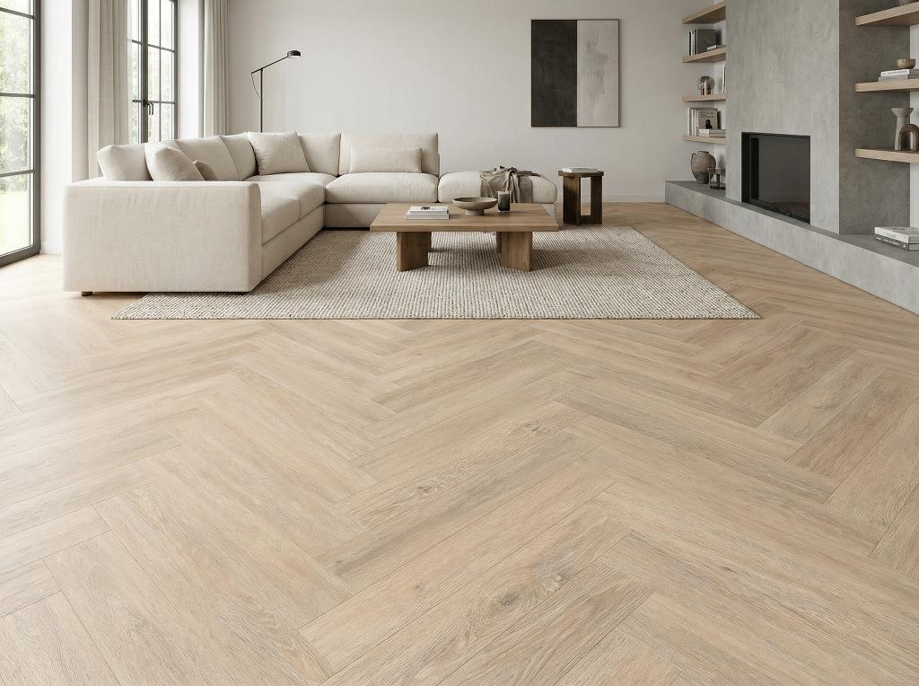 Plak PVC licht natuurlijk eiken visgraat, Huis en Inrichting, Stoffering | Vloerbedekking, Ophalen, 75 m² of meer, Overige typen