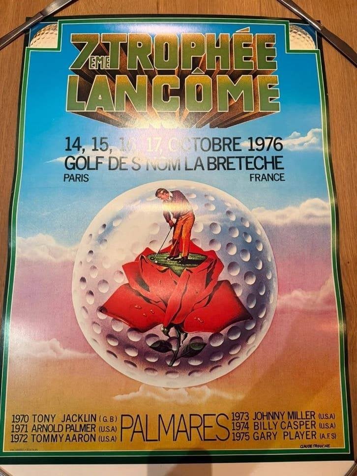 Golfaffiche 7e Trophée Lancôme 1976 Claude Trouche, Rechthoekig Staand, Ophalen of Verzenden, Zo goed als nieuw, Sport