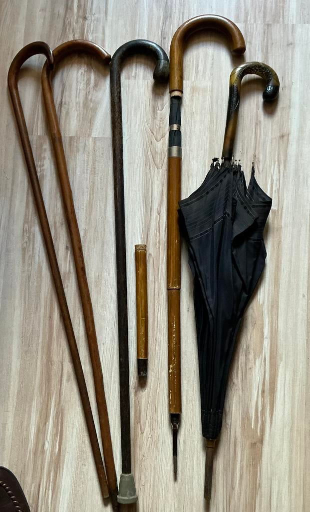 Antieke wandelstokken, parasol , stok met ingebouwde paraplu, Antiek en Kunst, Curiosa en Brocante, Ophalen of Verzenden