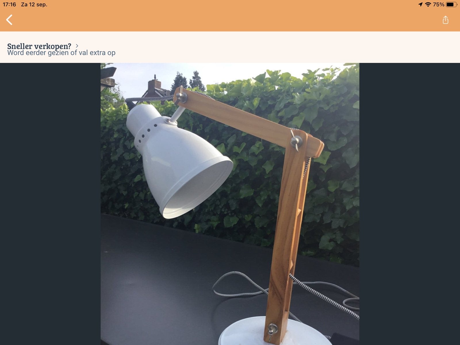 Verstelbare Bureaulamp met Houten Arm en Witte Kap, Bureaulamp, Verstelbaar, Overige merken, E14 (klein)
