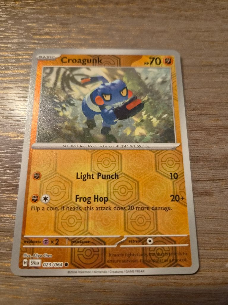 Pokémon Kaart Croagunk 023/064 -SFA, Ophalen of Verzenden, Zo goed als nieuw, Losse kaart, Foil