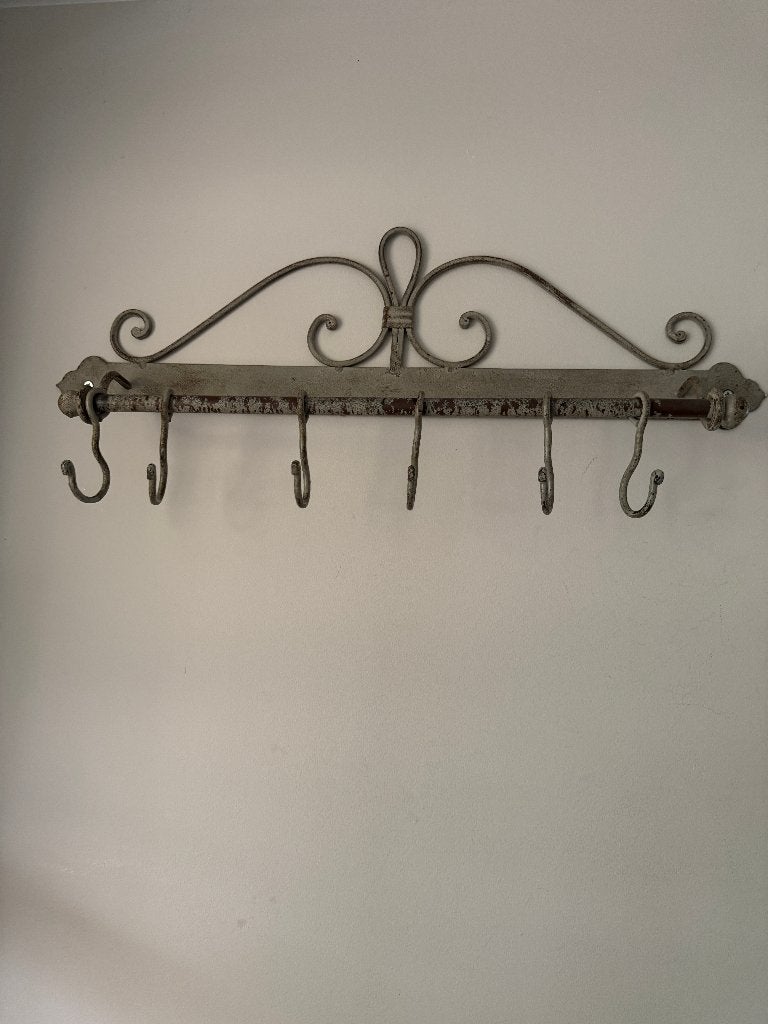 Sierlijke metalen wandkapstok – brocante/landelijke stijl, Gebruikt, Minder dan 100 cm, Hout, Ophalen