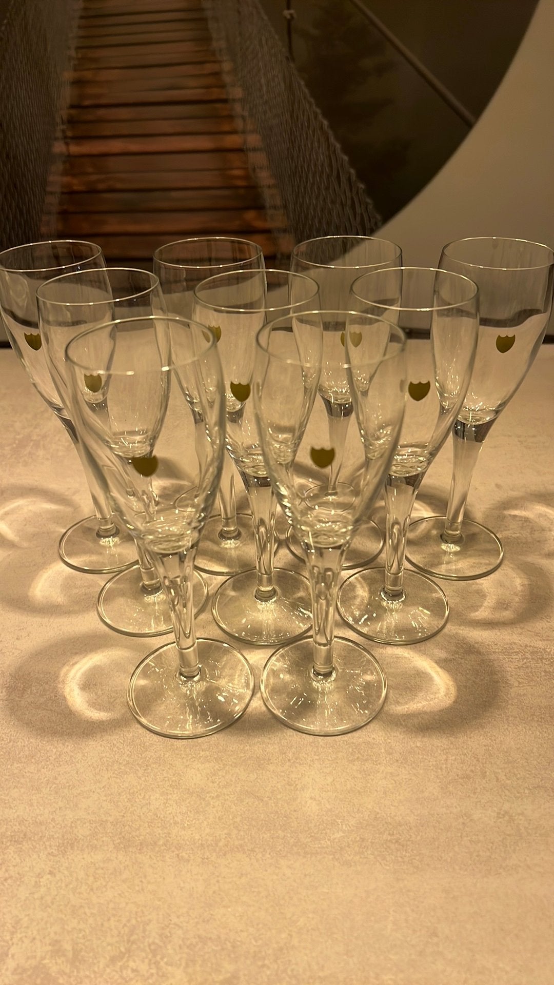 🥂 9 champagneglazen Dom Perignon logo, Ophalen of Verzenden